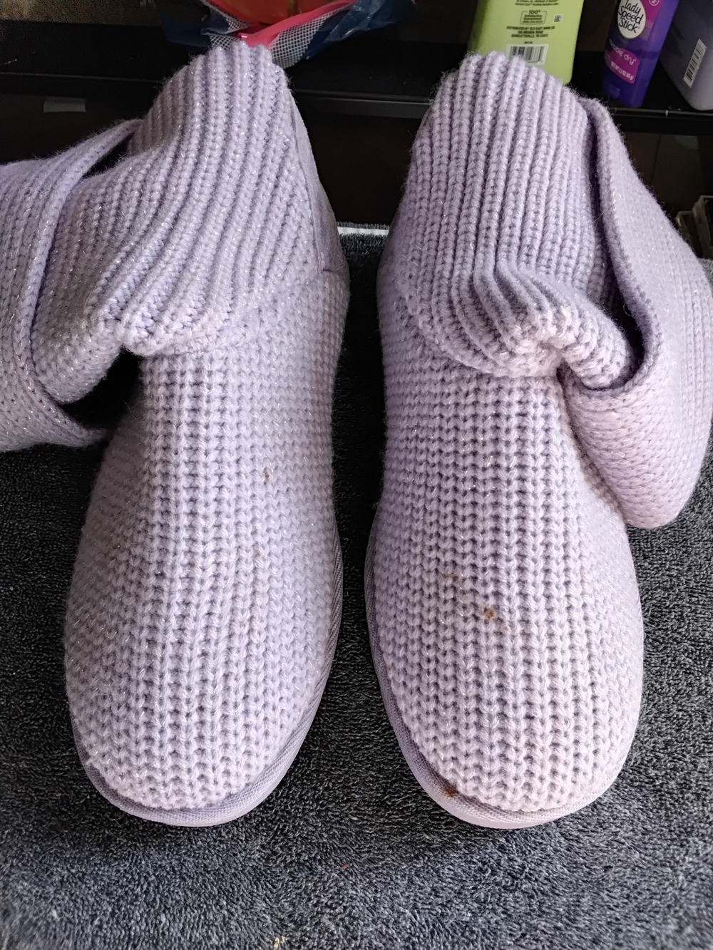 Kohlโs Lavender Sparkle Knit Fold-Over Winter Boots Size 8 Medium